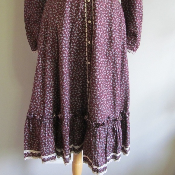 GUNNE SAX Jessica McClintock Cottagecore Prairie Midi Dress Buttons Front Sz M? - Picture 7 of 16